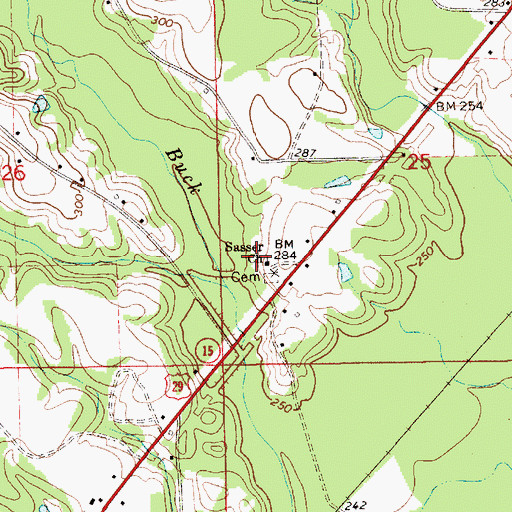 Topographic Map of Sasser Church, AL