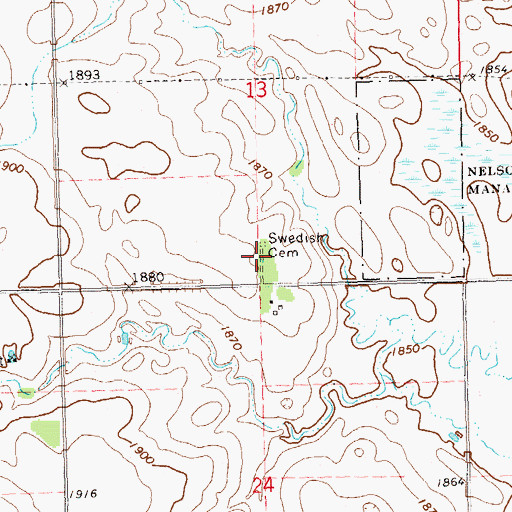 Topographic Map of Swedish Cemetery, SD