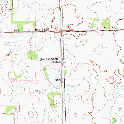 Topographic Map of United Norwegian Church, SD