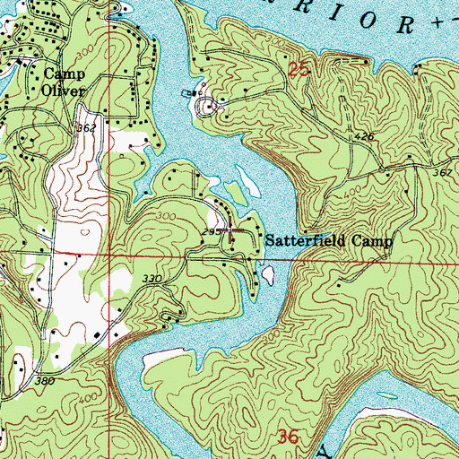 Topographic Map of Satterfield Camp, AL