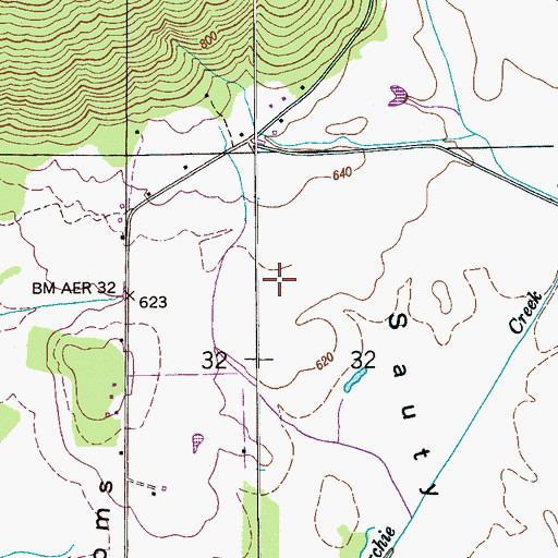 Topographic Map of Sauty Bottoms, AL