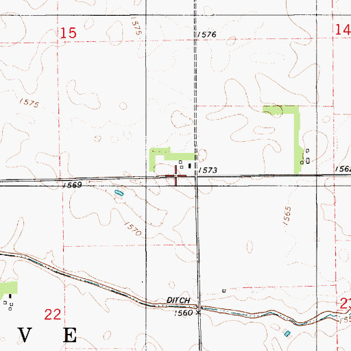 Topographic Map of Beulah (historical), SD