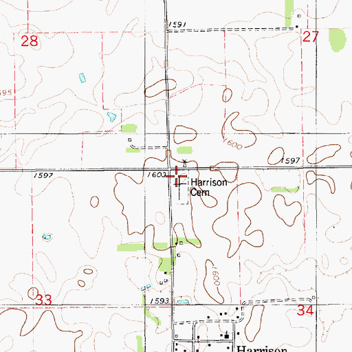 Topographic Map of Harrison Cemetery, SD