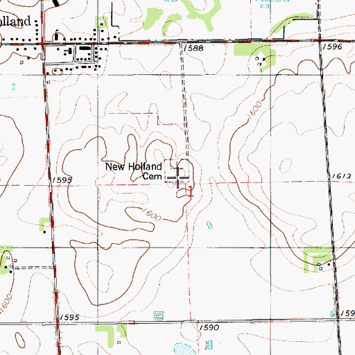 Topographic Map of New Holland Cemetery, SD