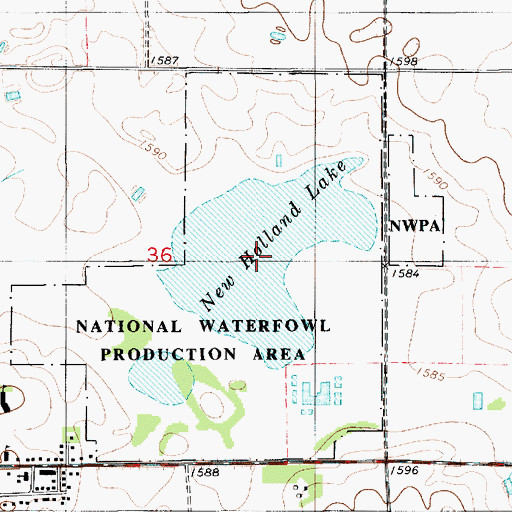 Topographic Map of New Holland Lake, SD