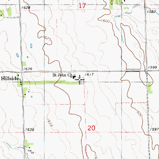 Topographic Map of Saint John Cemetery, SD