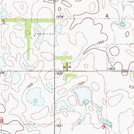 Topographic Map of Carroll (historical), SD