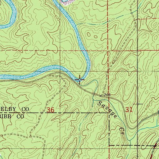 Topographic Map of Savage Creek, AL