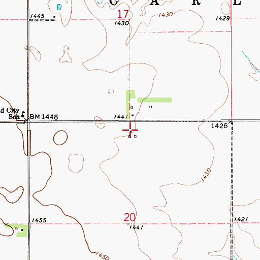 Topographic Map of Hand (historical), SD