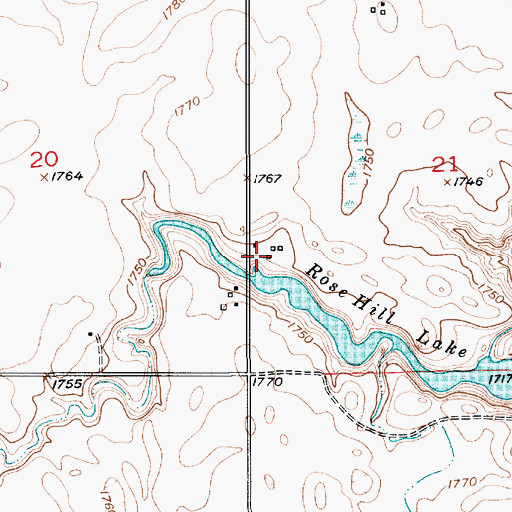 Topographic Map of Rose Hill Recreation Area, SD