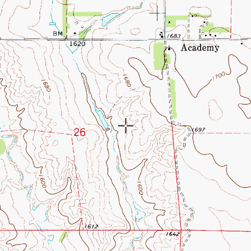 Topographic Map of Ward Academy (historical), SD