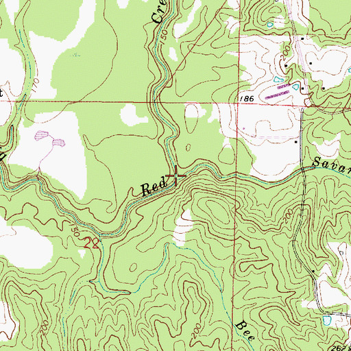 Topographic Map of Savannah Branch, AL
