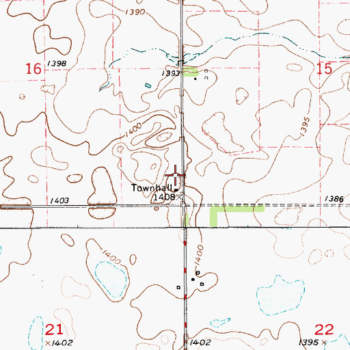 Topographic Map of Whiteside Township Hall, SD