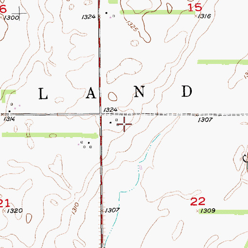 Topographic Map of Richland Township Hall, SD