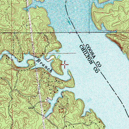 Topographic Map of Sawmill Branch, AL