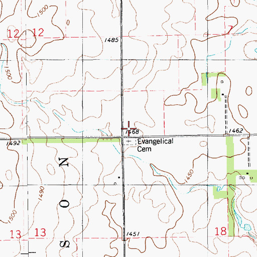 Topographic Map of Evan Church (historical), SD