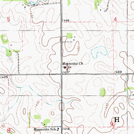 Topographic Map of Friedenberg Mennonite Cemetery, SD