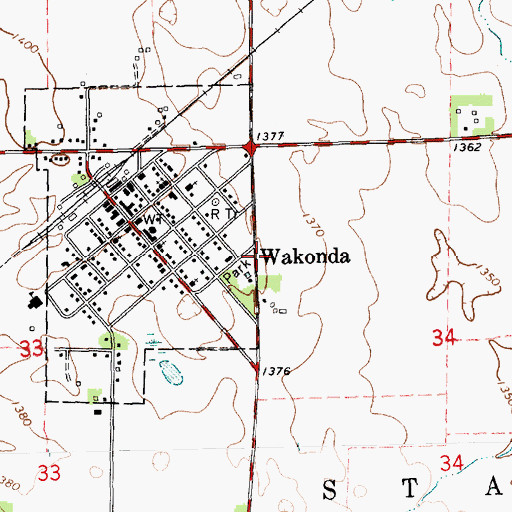 Topographic Map of Star Corner School (historical), SD
