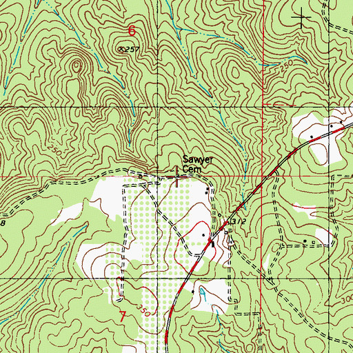 Topographic Map of Sawyer Cemetery, AL