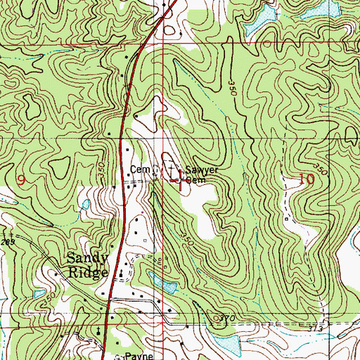 Topographic Map of Sawyer Cemetery, AL