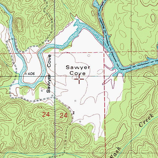 Topographic Map of Sawyer Cove, AL