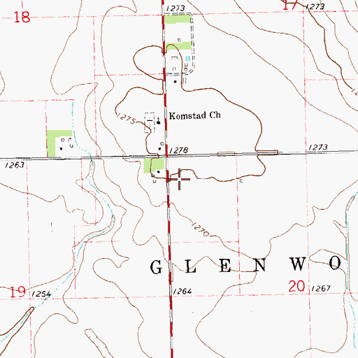 Topographic Map of Komstad (historical), SD
