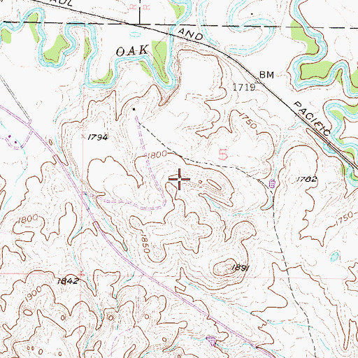 Topographic Map of Jeffrey (historical), SD