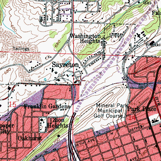 Topographic Map of Sayreton, AL