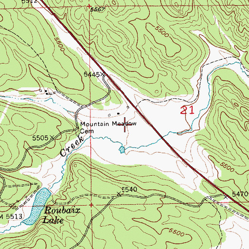 Topographic Map of Mountain Meadows (historical), SD