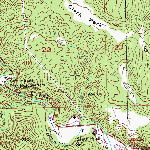 Topographic Map of State Game Lodge, SD
