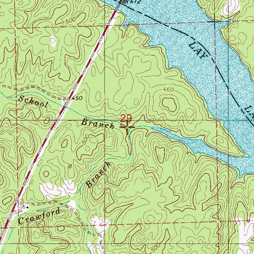 Topographic Map of School Branch, AL