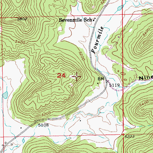 Topographic Map of Nine Mile Ranch (historical), SD