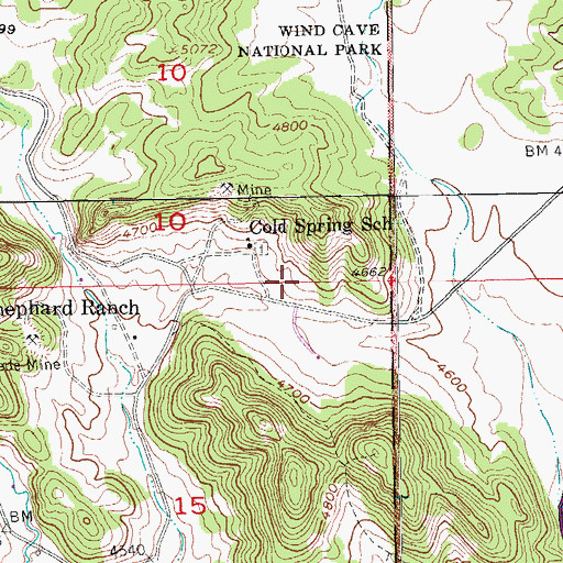 Topographic Map of Cold Spring II (historical), SD