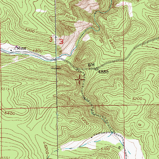 Topographic Map of Two Bit Mine (historical), SD