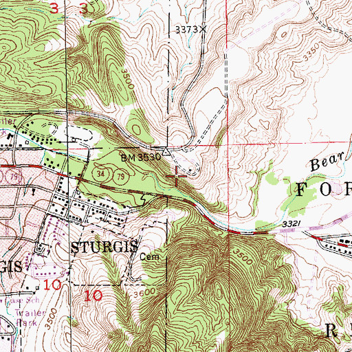 Topographic Map of Yahr Park (historical), SD