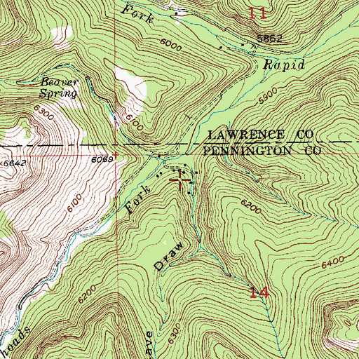 Topographic Map of Black Fox (historical), SD