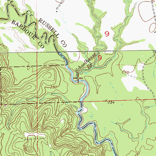 Topographic Map of Schoolhouse Branch, AL