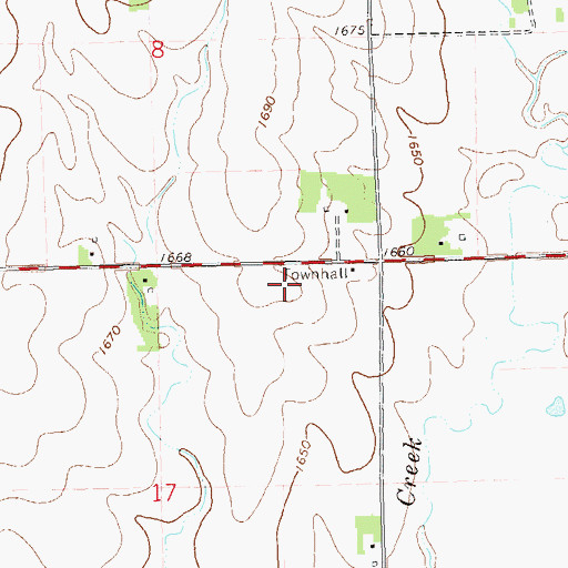 Topographic Map of Sterling Township Hall, SD