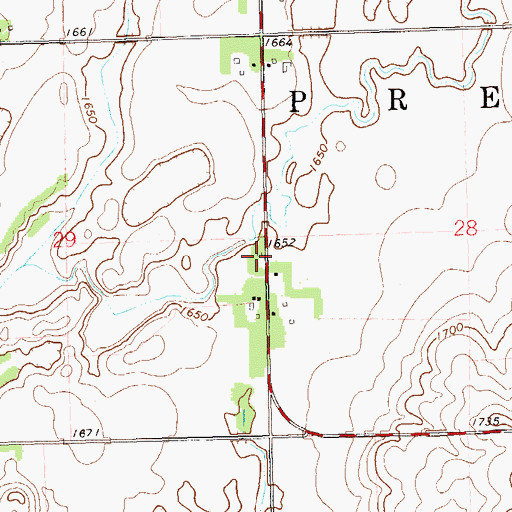 Topographic Map of Preston Township Hall, SD