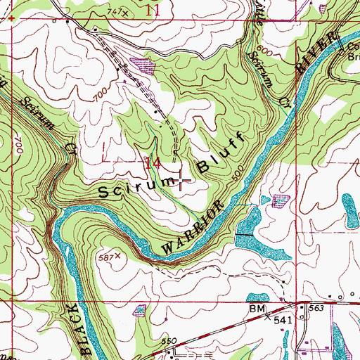 Topographic Map of Scirum Bluff, AL