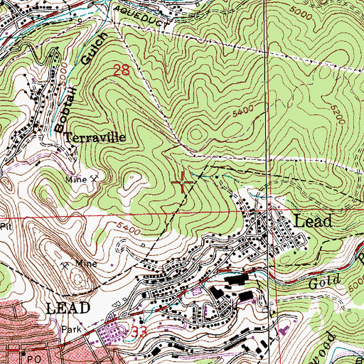 Topographic Map of Hawkeye-Pluma Mine, SD