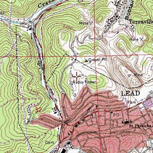 Topographic Map of Durango Mine, SD
