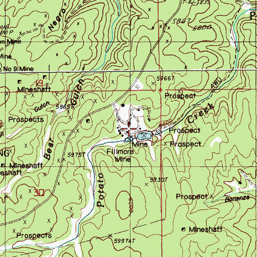 Topographic Map of Keenan Properties Mine, SD
