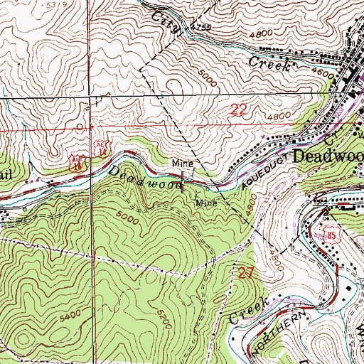 Topographic Map of Montezuma and the Whizzers Mine, SD