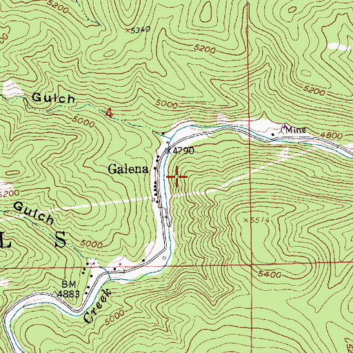 Topographic Map of Merritt Number 1 and Merritt Number 2 Mine, SD