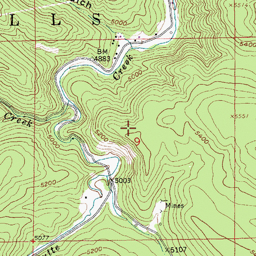 Topographic Map of Alexander Mine, SD