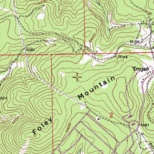 Topographic Map of Gunnison and Vulcan Mine, SD