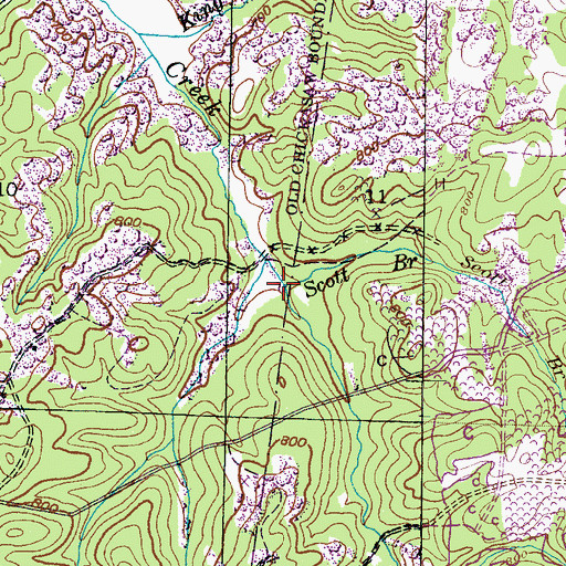 Topographic Map of Scott Branch, AL