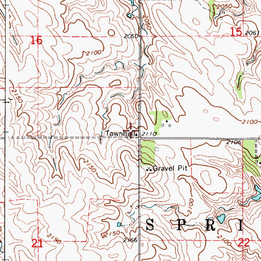 Topographic Map of Spring Valley Township Hall, SD