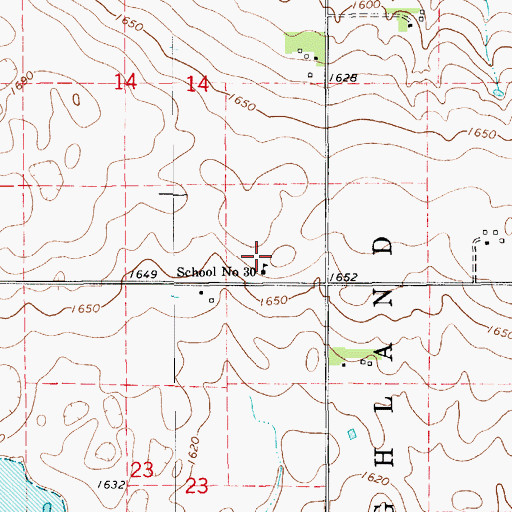 Topographic Map of Highland Township Hall, SD